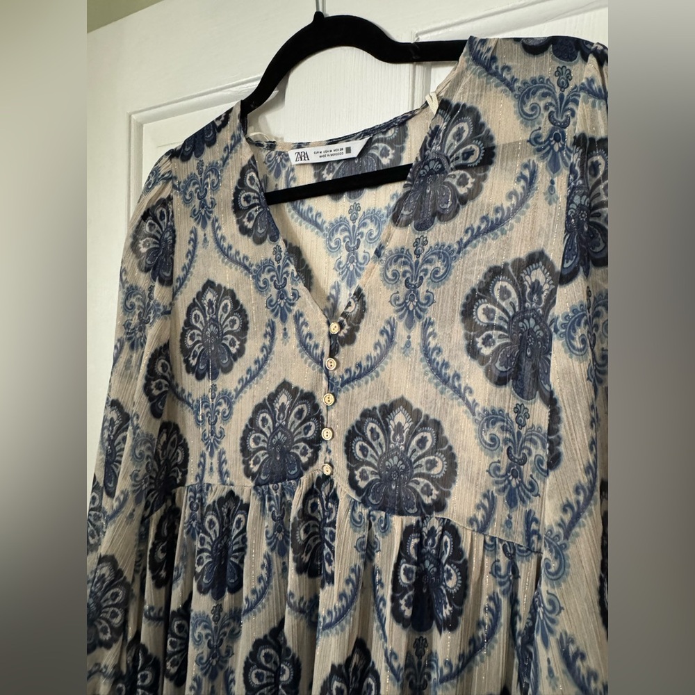 NWOT Zara Printed Long Sleeve Dress - Picture 4 of 10